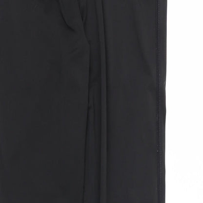Brand and care label for WorkOut women’s black polyester compression leggings, size S, 24-inch leg regular