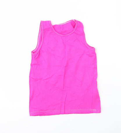 Additional front view of George girls’ pink cotton basic tank, size 9, years round neck