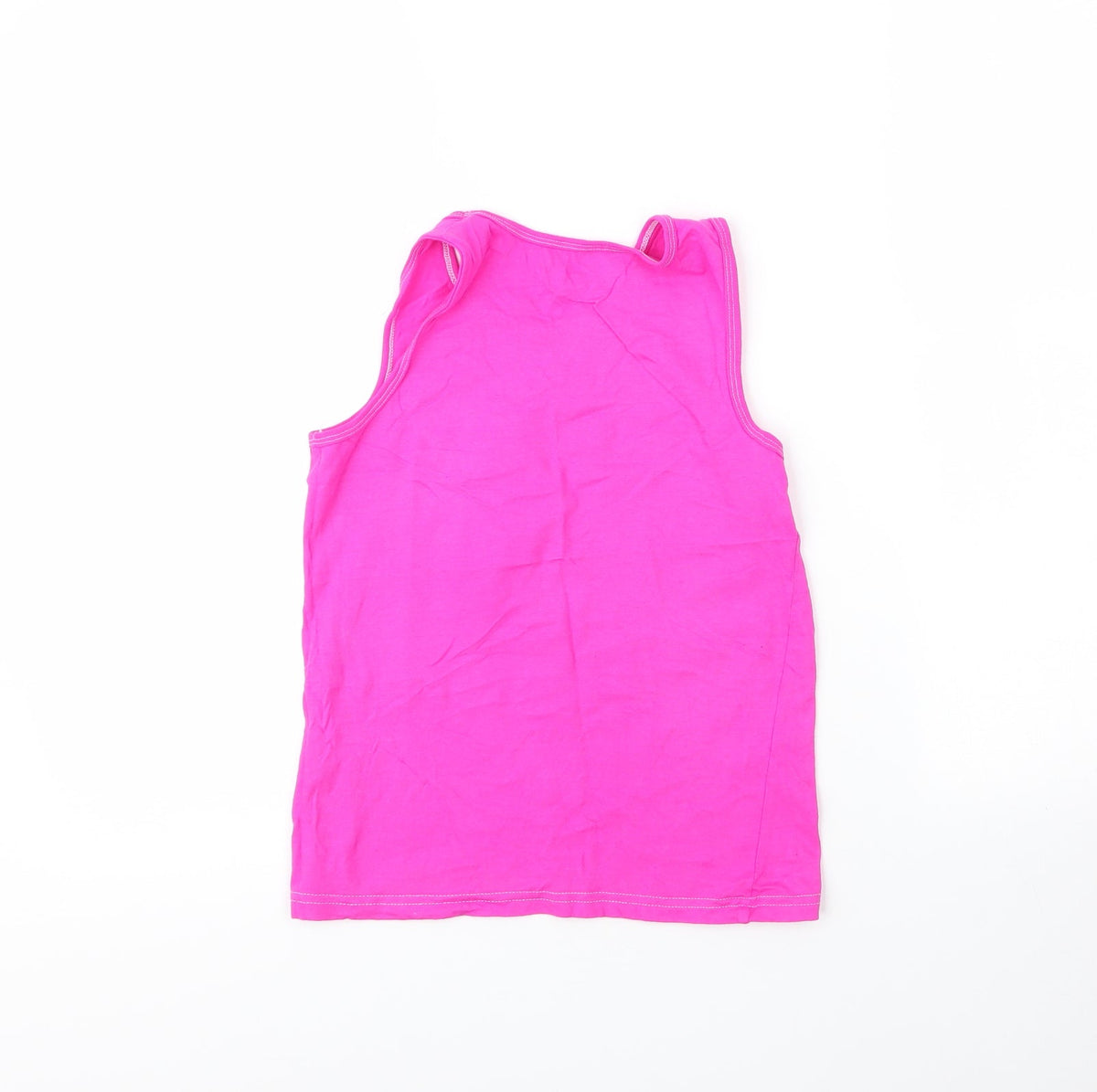 Back view of George girls’ pink cotton basic tank, size 9, years round neck