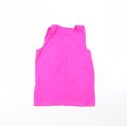 Back view of George girls’ pink cotton basic tank, size 9, years round neck