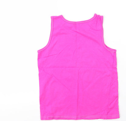 George Girls Pink  Cotton Basic Tank Size 8 Years Round Neck
