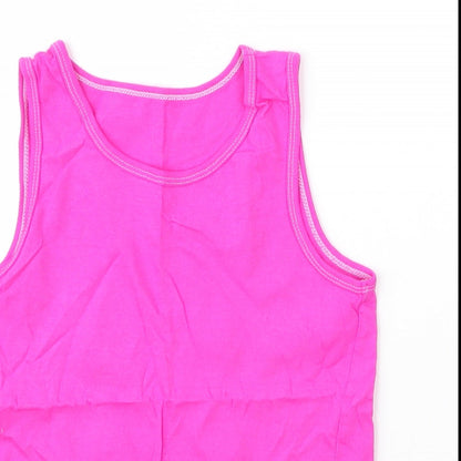 George Girls Pink  Cotton Basic Tank Size 8 Years Round Neck