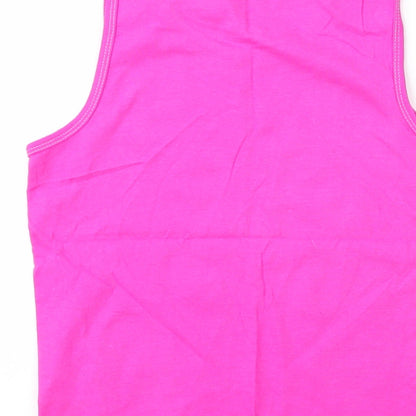George Girls Pink  Cotton Basic Tank Size 8 Years Round Neck