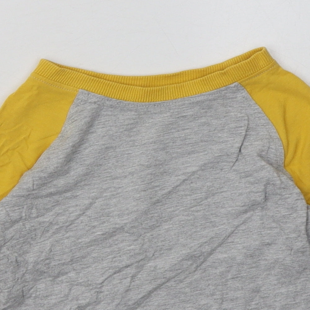 Close-up detail of George boys’ yellow cotton basic casual, size 2, years crew neck pullover