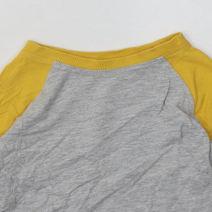 Close-up detail of George boys’ yellow cotton basic casual, size 2, years crew neck pullover