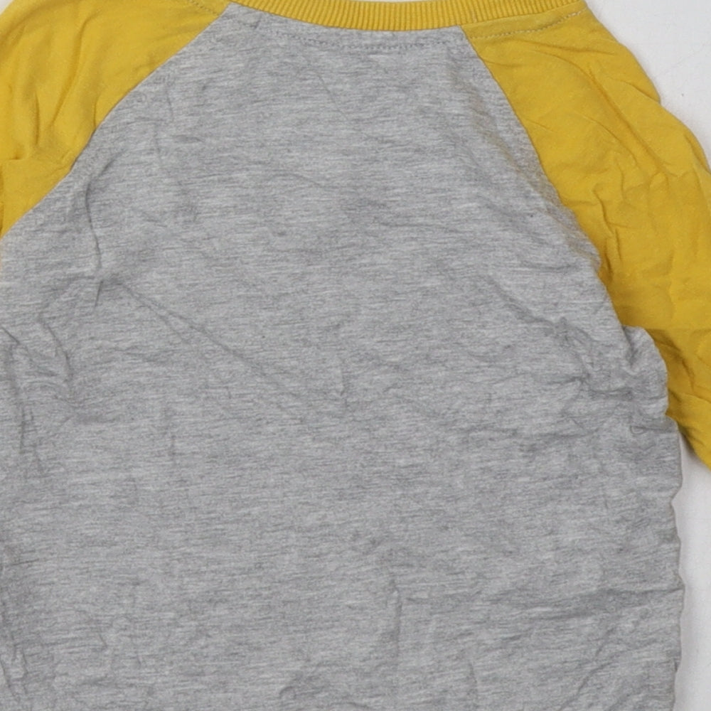 Brand and care label for George boys’ yellow cotton basic casual, size 2, years crew neck pullover