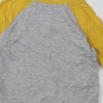 Brand and care label for George boys’ yellow cotton basic casual, size 2, years crew neck pullover