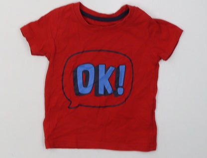 Additional front view of Primark boys’ red cotton basic t-shirt, size 12-18, months crew neck pullover - ok
