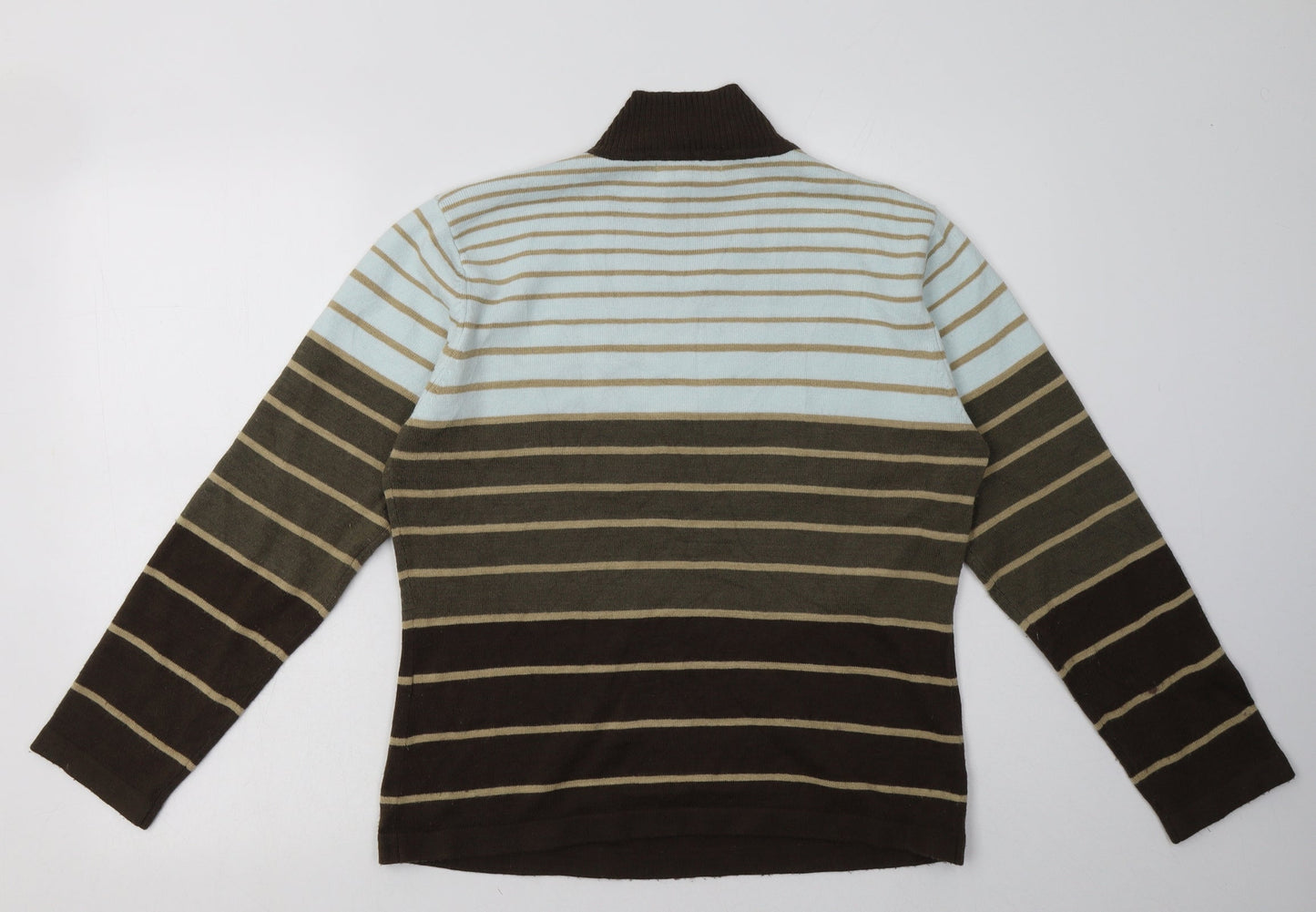 dixie Womens Brown Striped Acrylic Pullover Sweatshirt Size 16  Pullover