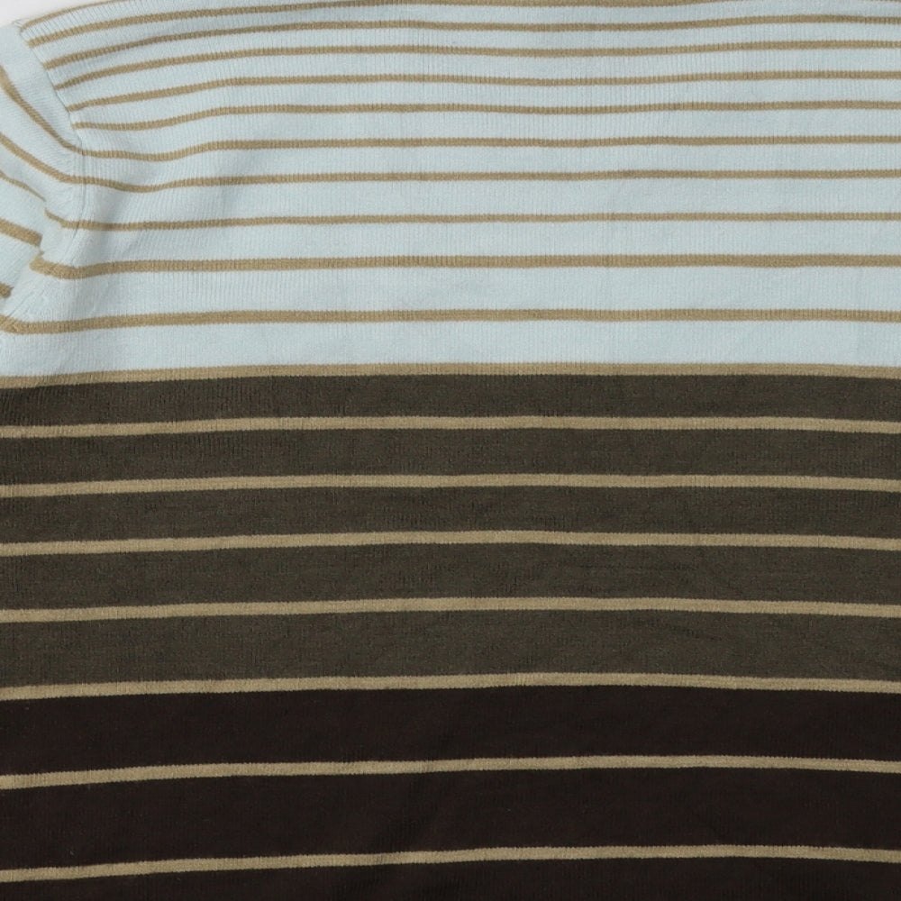 dixie Womens Brown Striped Acrylic Pullover Sweatshirt Size 16  Pullover