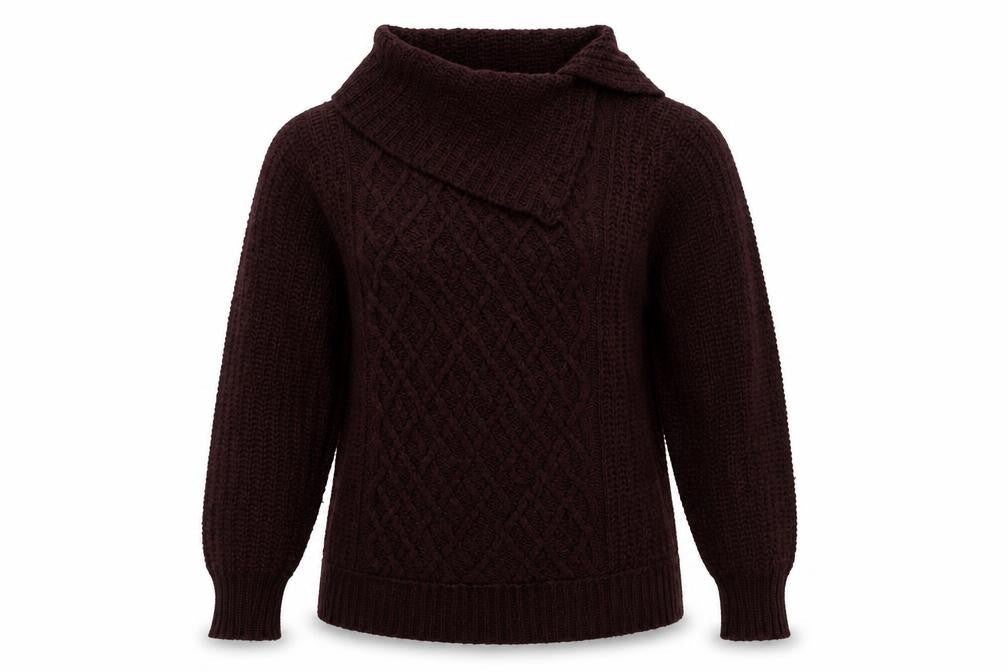 Front view of H&M women’s red argyle/diamond acrylic pullover sweatshirt, size M, pullover