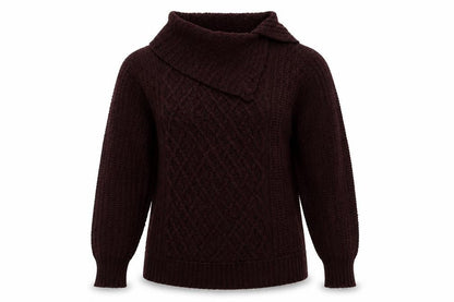 Front view of H&M women’s red argyle/diamond acrylic pullover sweatshirt, size M, pullover