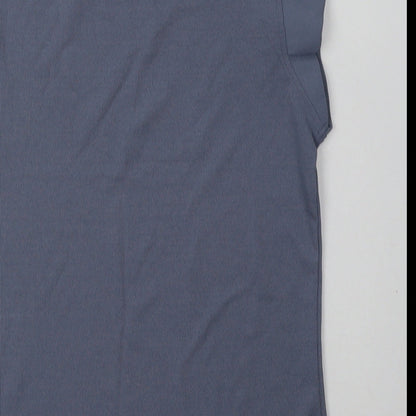 SheIn Womens Blue  Polyester Basic T-Shirt Size S Crew Neck - frill arms