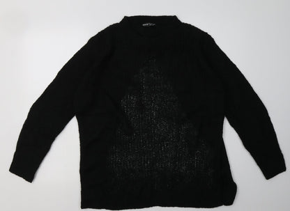 Additional front view of SHEIN women’s black acrylic pullover sweatshirt, size L, pullover