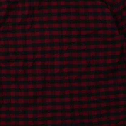 Hollister Mens Red Check Cotton  Polo Size S Collared Button - muscle fit