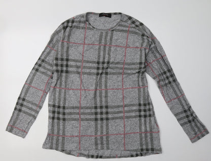 aniston Womens Grey Check Polyester Pullover Sweatshirt Size 14  Pullover