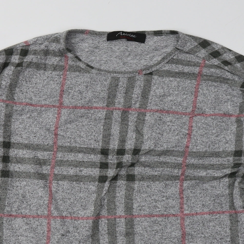 aniston Womens Grey Check Polyester Pullover Sweatshirt Size 14  Pullover