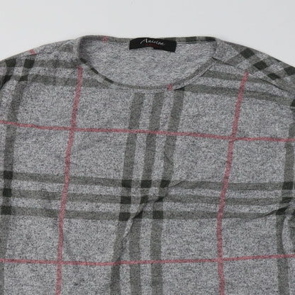 aniston Womens Grey Check Polyester Pullover Sweatshirt Size 14  Pullover