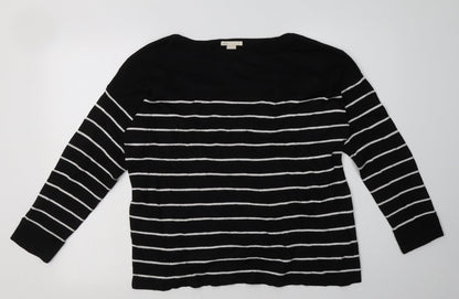 H&M Womens Black Striped Viscose Pullover Sweatshirt Size S  Pullover