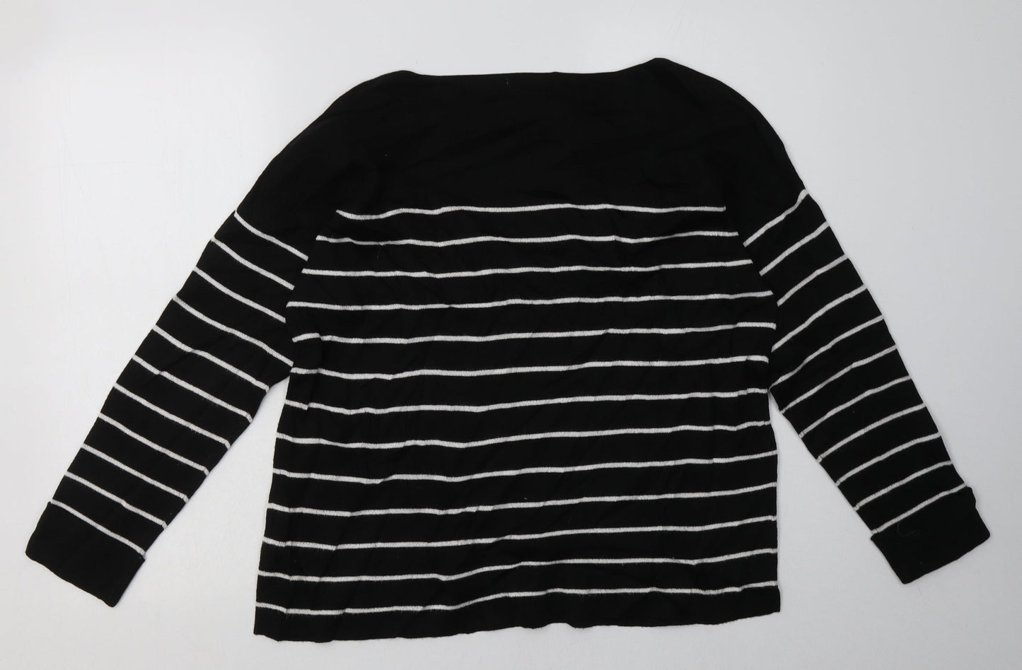 H&M Womens Black Striped Viscose Pullover Sweatshirt Size S  Pullover