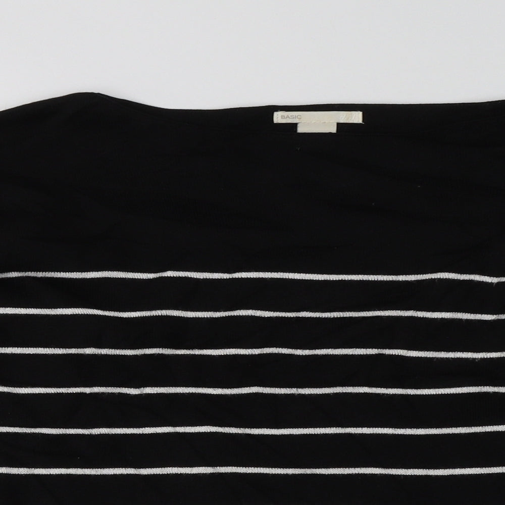 H&M Womens Black Striped Viscose Pullover Sweatshirt Size S  Pullover