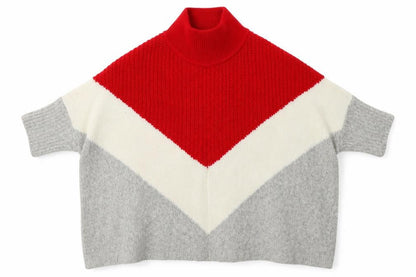 Front view of Marks & Spencer women’s grey striped acrylic pullover sweatshirt, size S, pullover