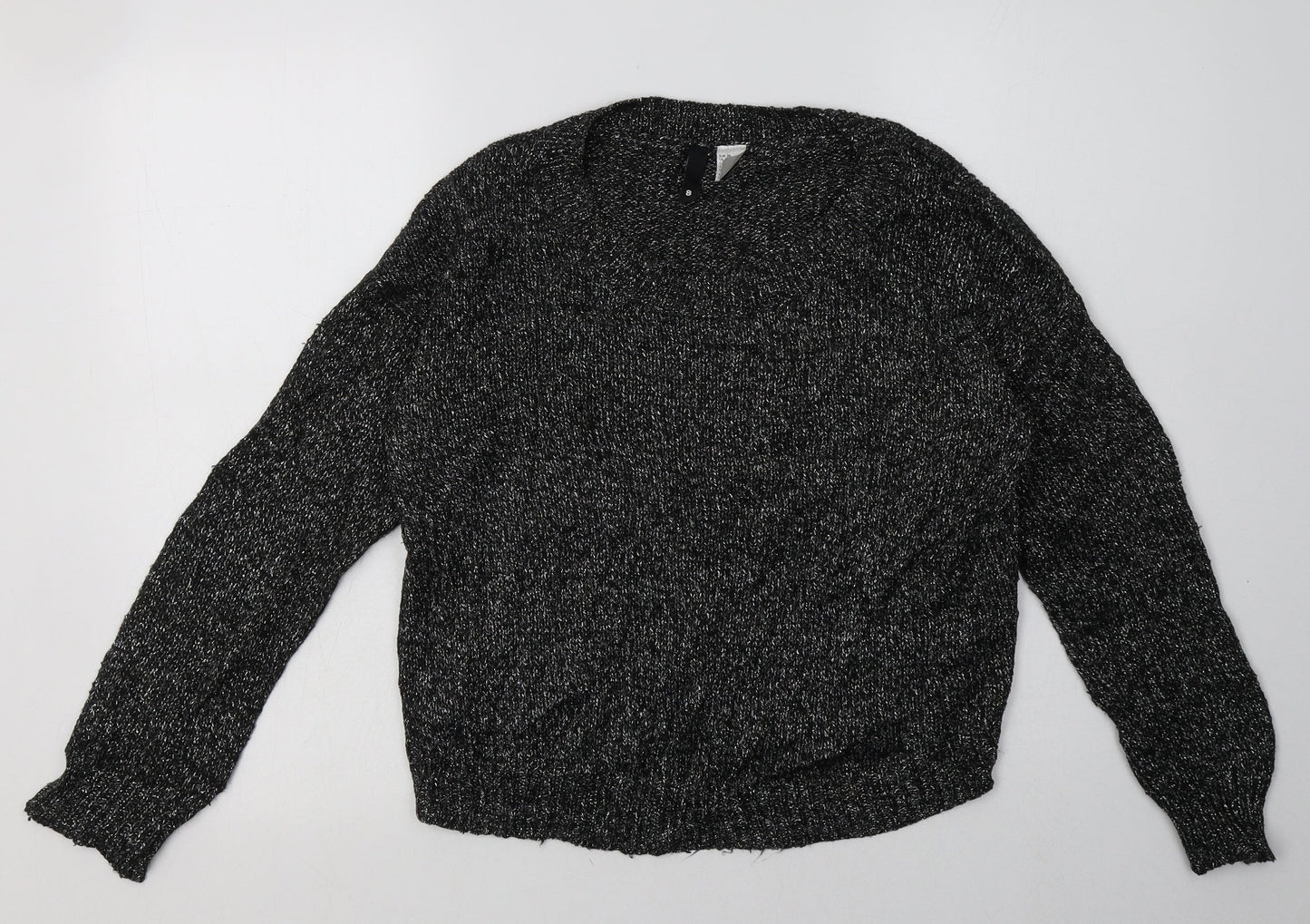 H&M Womens Black  Acrylic Pullover Sweatshirt Size 8  Pullover