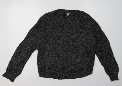 H&M Womens Black  Acrylic Pullover Sweatshirt Size 8  Pullover