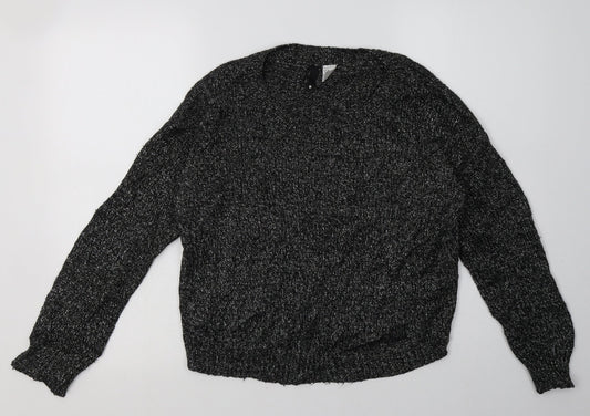 H&M Womens Black  Acrylic Pullover Sweatshirt Size 8  Pullover