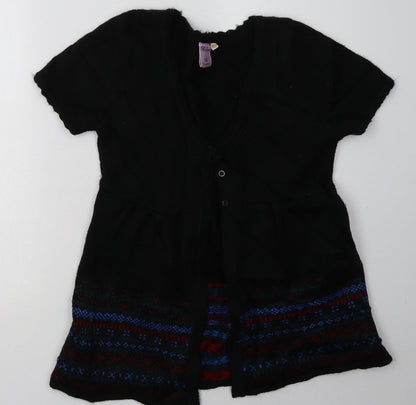 b soul Womens Black V-Neck Geometric Acrylic Cardigan Jumper Size M