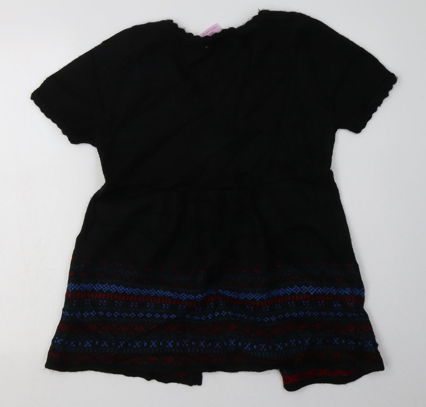 b soul Womens Black V-Neck Geometric Acrylic Cardigan Jumper Size M