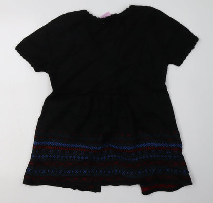 b soul Womens Black V-Neck Geometric Acrylic Cardigan Jumper Size M