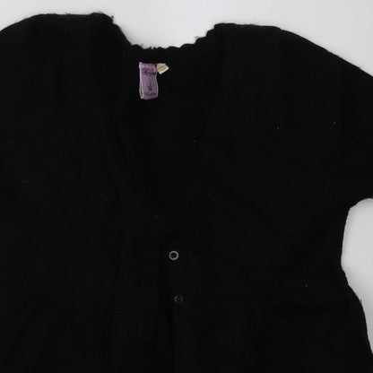 b soul Womens Black V-Neck Geometric Acrylic Cardigan Jumper Size M