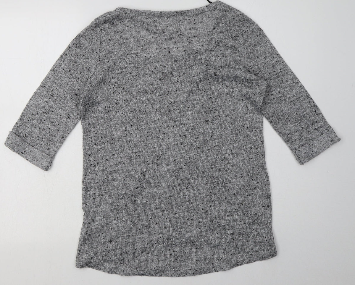 Back view of New Look women’s grey animal print polyester pullover sweatshirt, size UK 12, pullover - owl