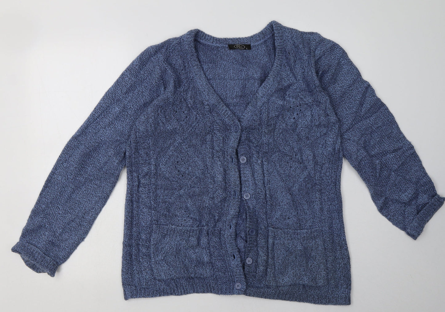 Womens UK Size S BM Blue Cardigan Jumper