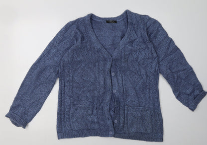 Womens UK Size S BM Blue Cardigan Jumper