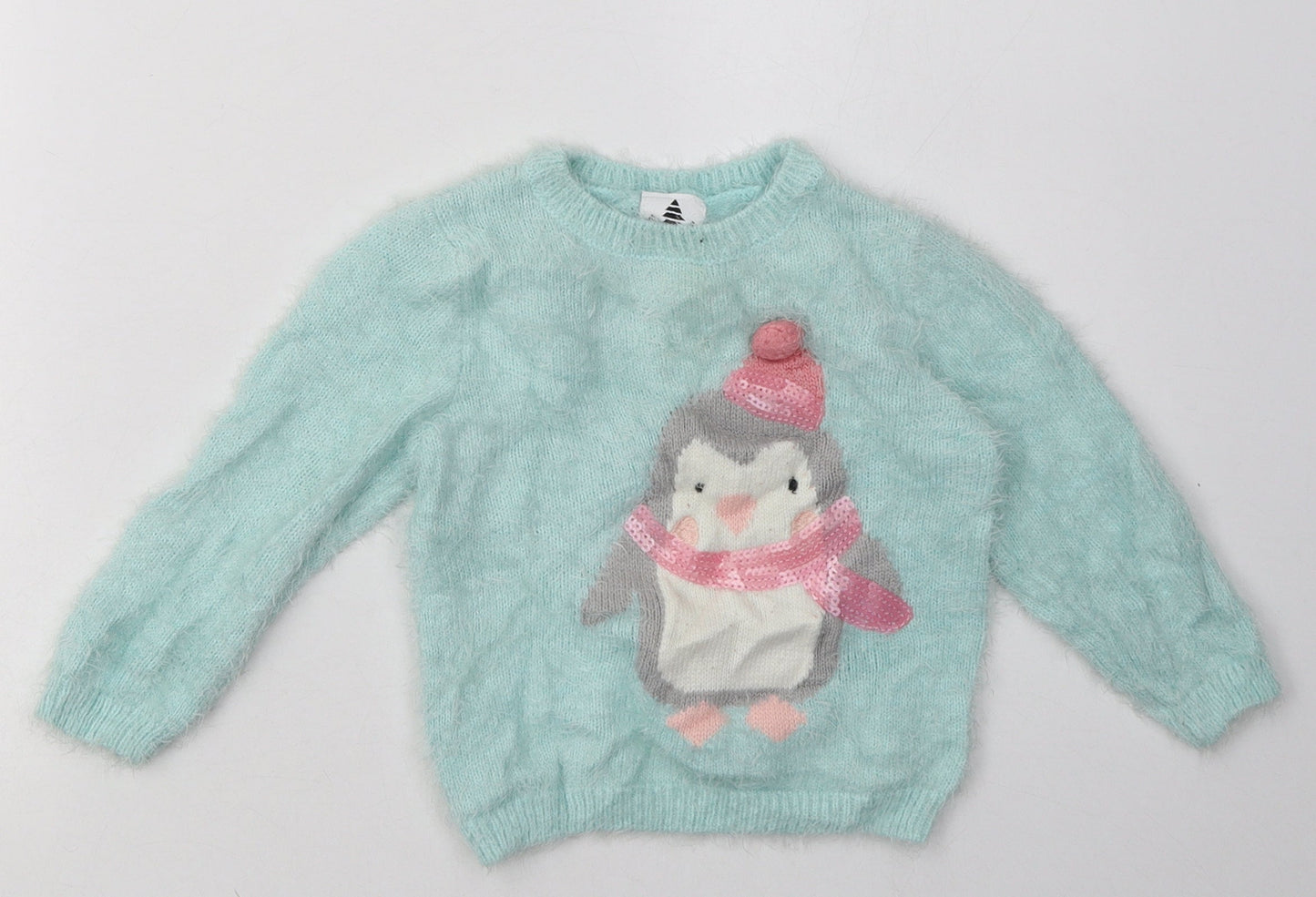 George Girls Green  Polyamide Pullover Sweatshirt Size 2 Years  Pullover - Penguin Print