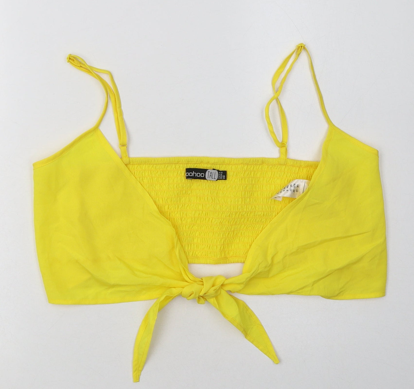 Boohoo Womens Yellow  Polyester Cropped Tank Size 12 V-Neck