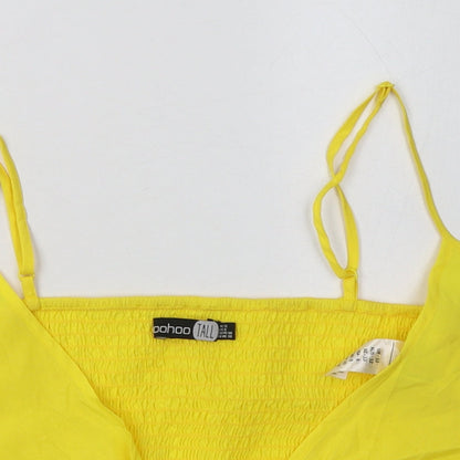 Boohoo Womens Yellow  Polyester Cropped Tank Size 12 V-Neck