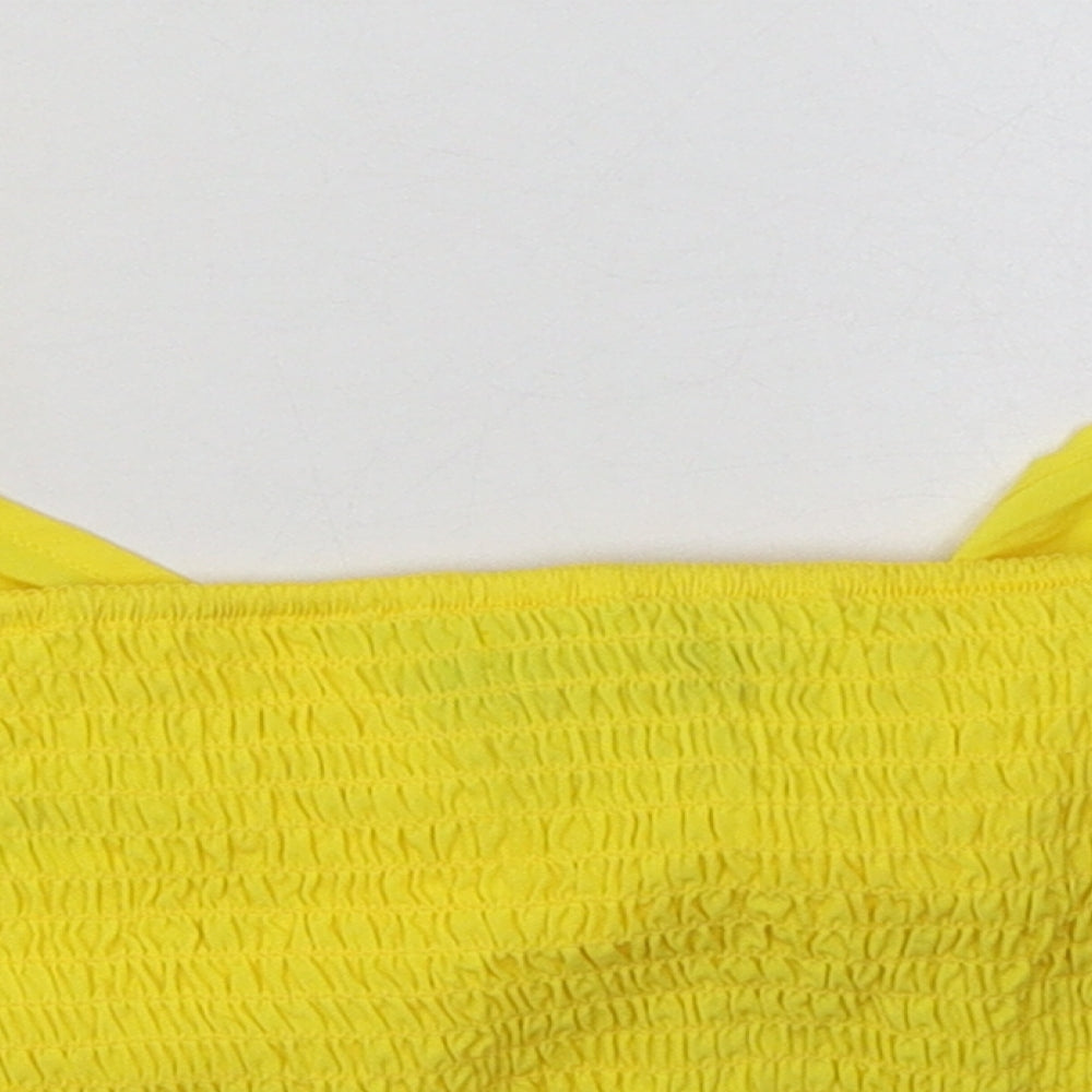 Boohoo Womens Yellow  Polyester Cropped Tank Size 12 V-Neck