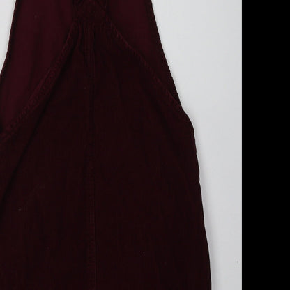 Topshop Womens Red  Cotton Pinafore/Dungaree Dress  Size 8  Square Neck Buckle