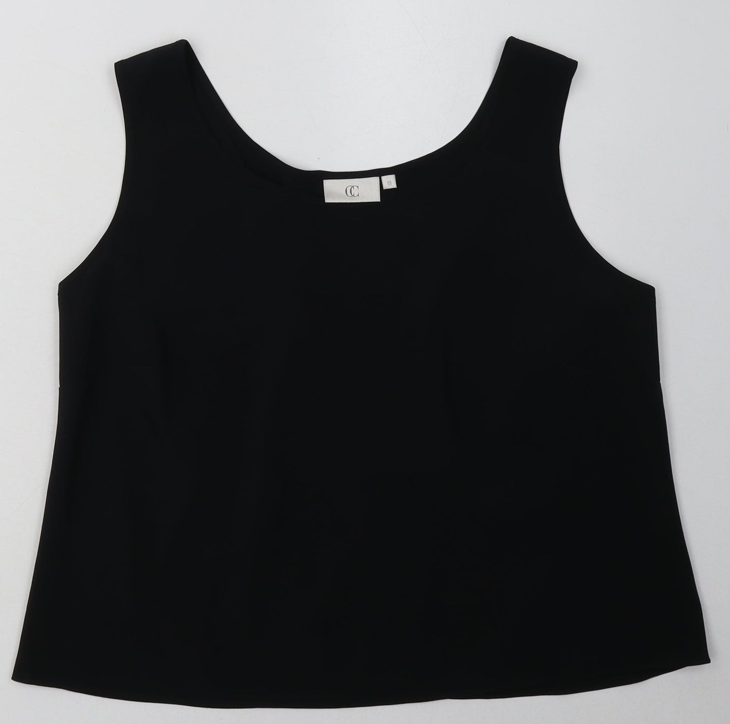 cc Womens Black  Polyester Cropped Tank Size 18 Scoop Neck