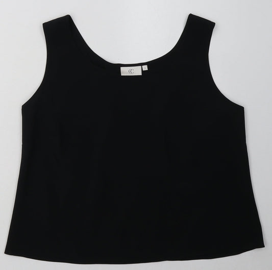 cc Womens Black  Polyester Cropped Tank Size 18 Scoop Neck