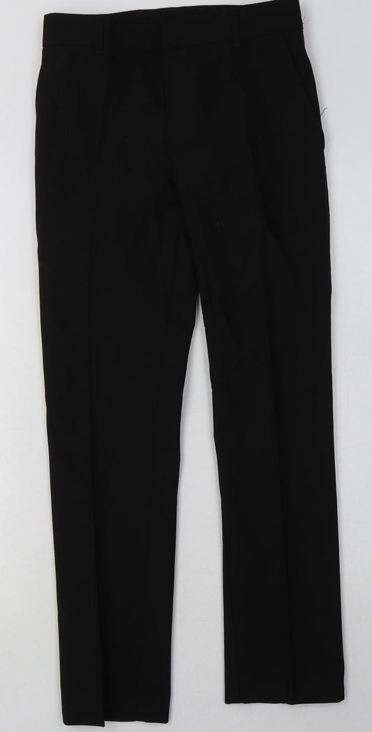 Marks and Spencer Boys Black Polyester Capri Trousers Size 11-12 Years Slim Hook & Eye - School Wear