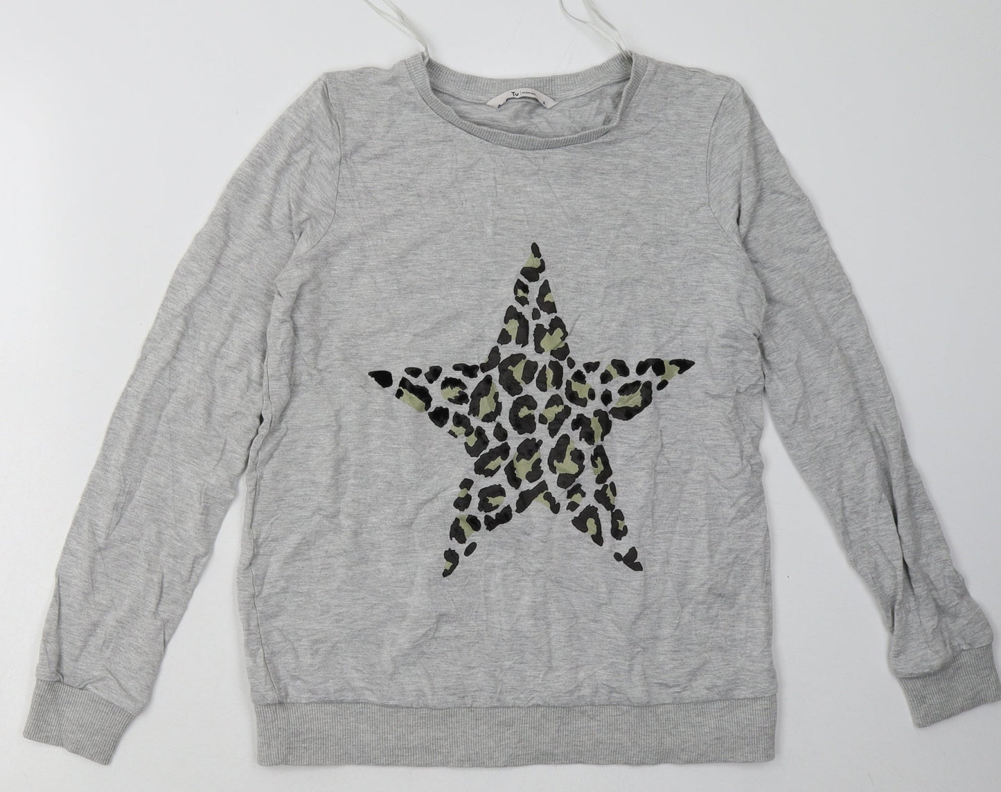 sainsburys Womens Grey Animal Print Cotton Pullover Sweatshirt Size 8  Pullover - Star Print