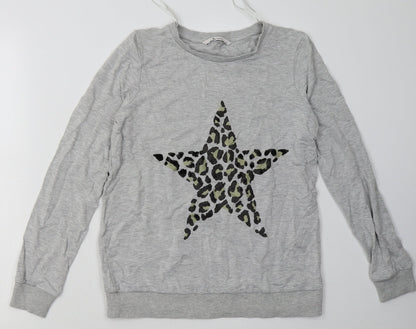 sainsburys Womens Grey Animal Print Cotton Pullover Sweatshirt Size 8  Pullover - Star Print
