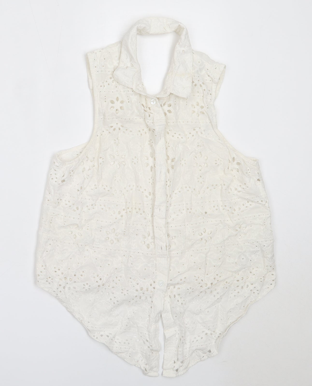 Womens UK Size 12 Topshop White Basic Button-Up