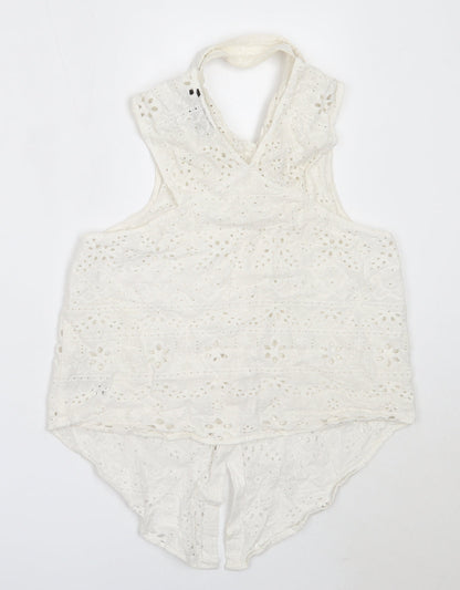 Womens UK Size 12 Topshop White Basic Button-Up