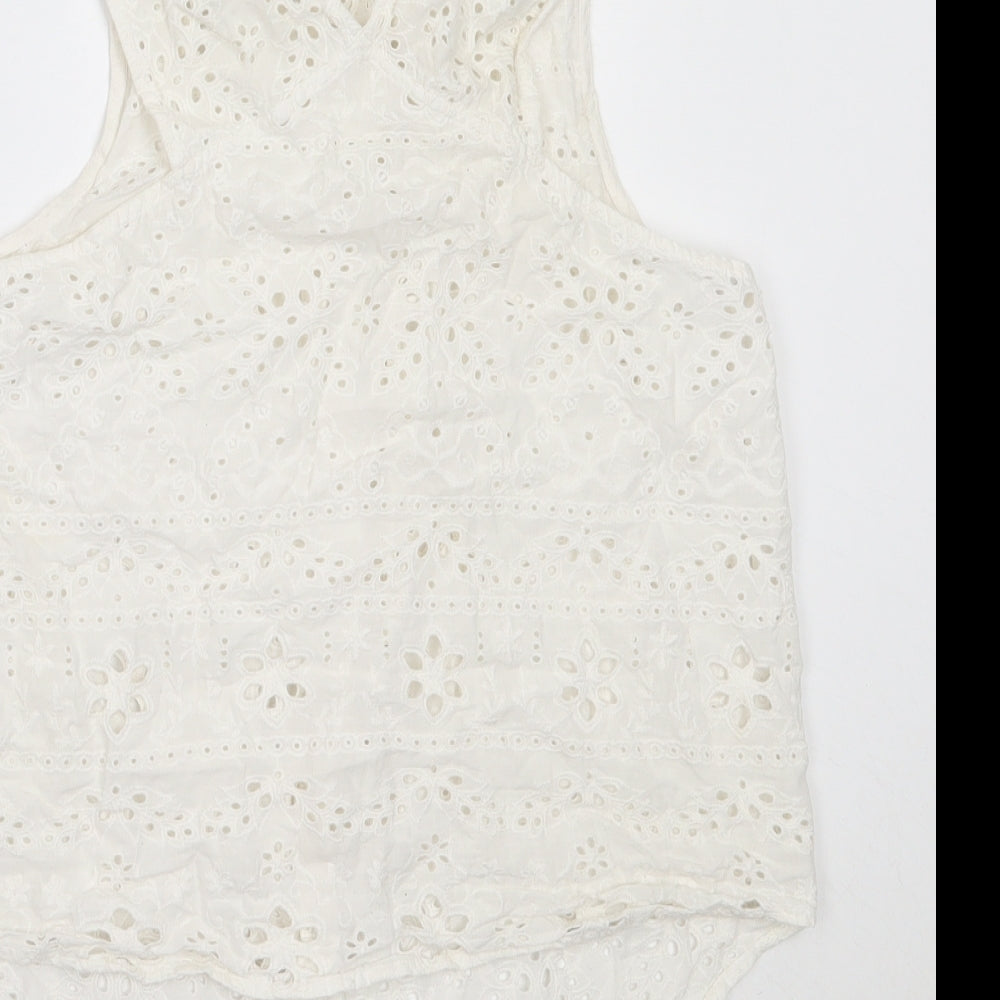 Womens UK Size 12 Topshop White Basic Button-Up