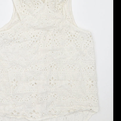 Womens UK Size 12 Topshop White Basic Button-Up